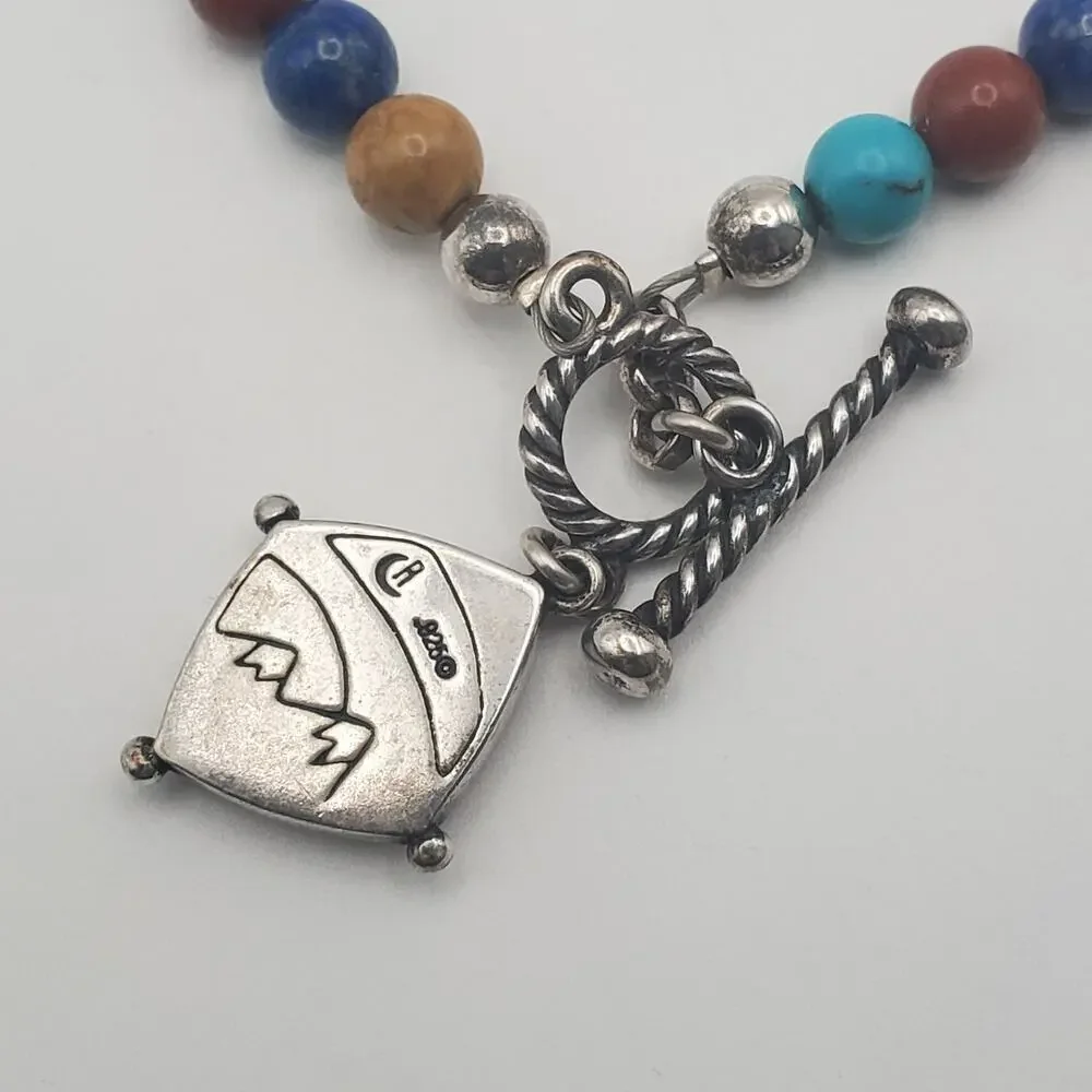Carolyn Pollack Relios Sterling 925 Silver Multi Gemstone Bead Necklace 16 in.